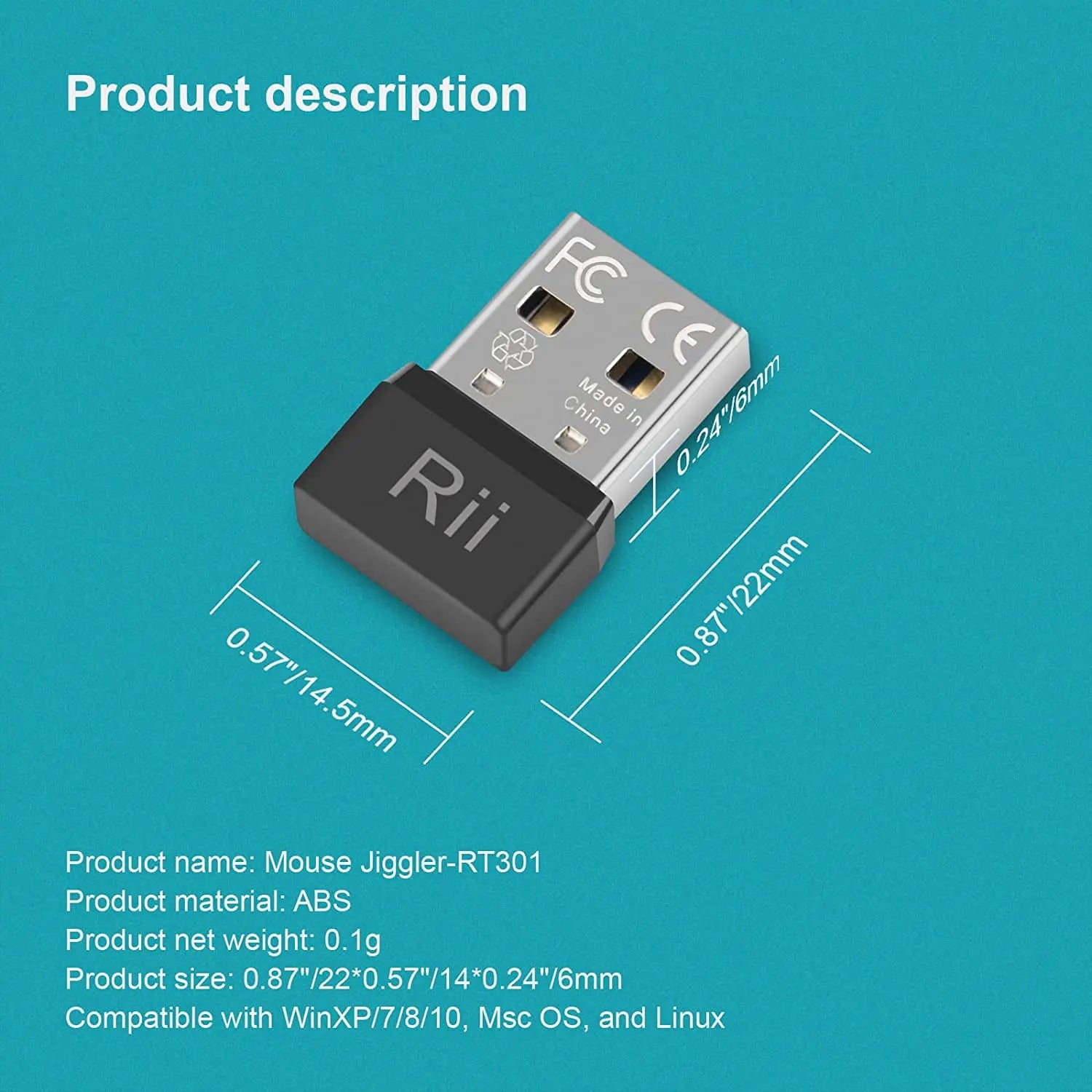 Rii RT301 USB Mouse Jiggler,Undetectable Mouse Mover Automatic