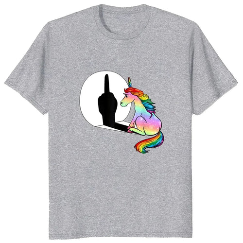 Unicorn Middle Finger Fxk T Shirt Women Mens T-Shirt  Streetwear
