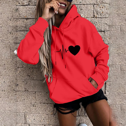 Women's Pullover Fashion Casual Fun Print Hooded Sweatshirt Loose