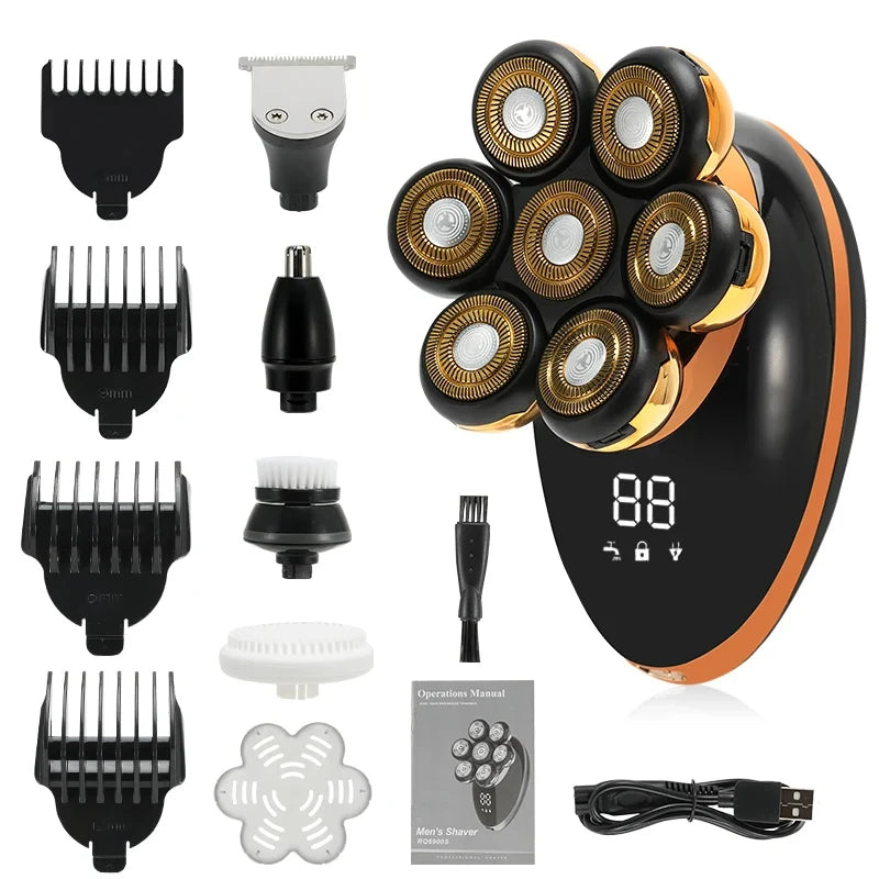 Men 7D Floating Men Electric Shaver Wet Dry Beard Hair Trimmer