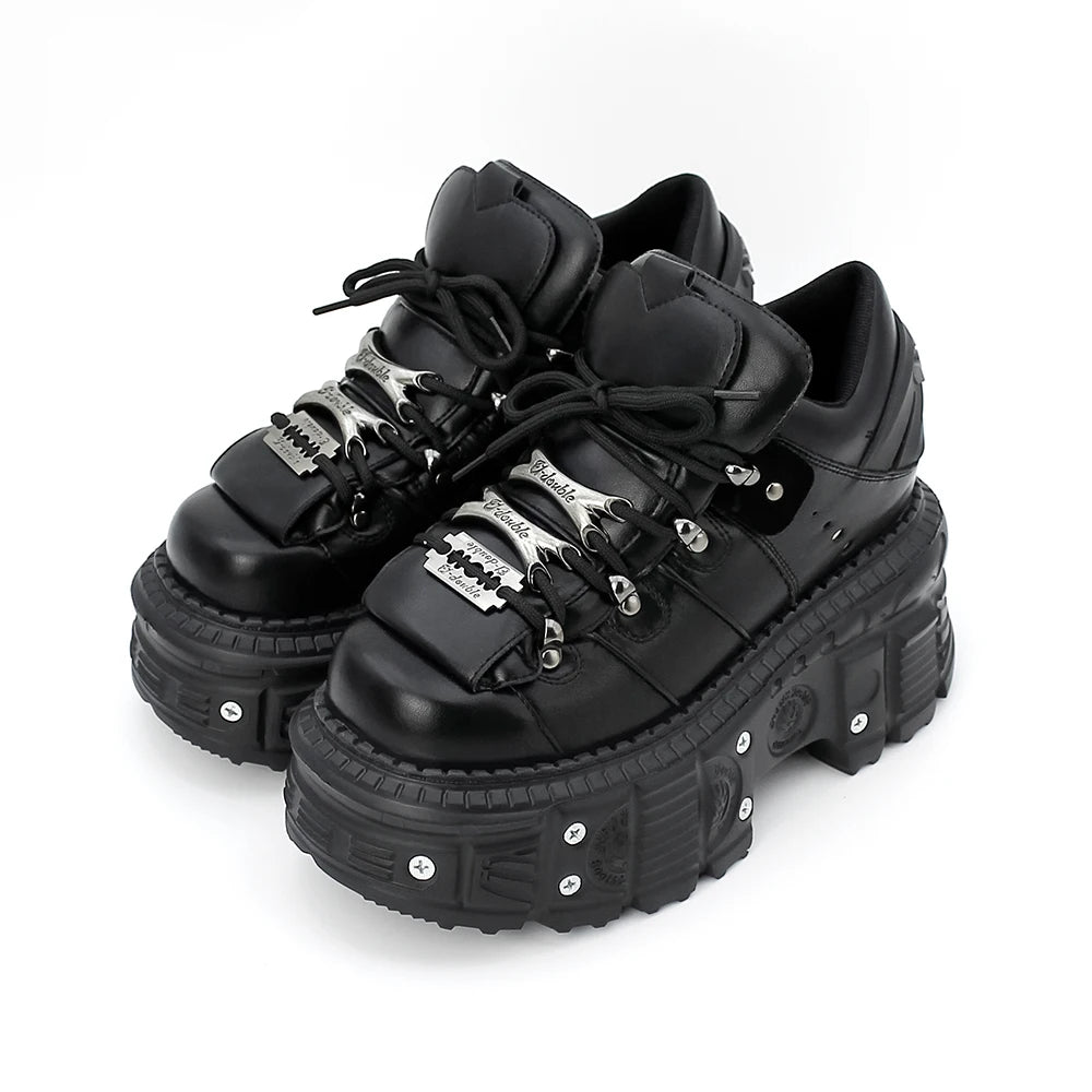 New Women Shoes Punk Style  Lace-up Heel Height 6CM Platform Shoes