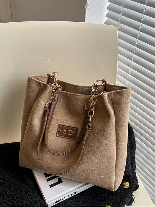 Large-Volume Suede Stylish Commuter Tote Bag For Ladies With One