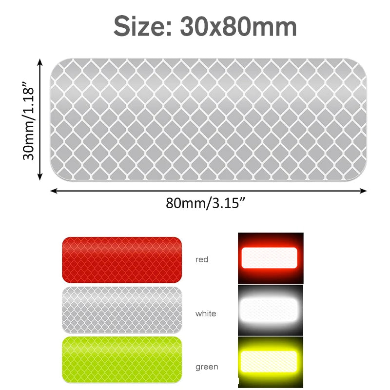 10~60pcs Bicycle Reflective Stickers Secure 30x80mm Warning Strip Car