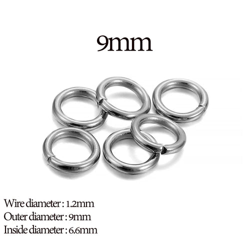 30-200Pcs 3-25mm Stainless Steel Split Ring Open Single Loops Jump