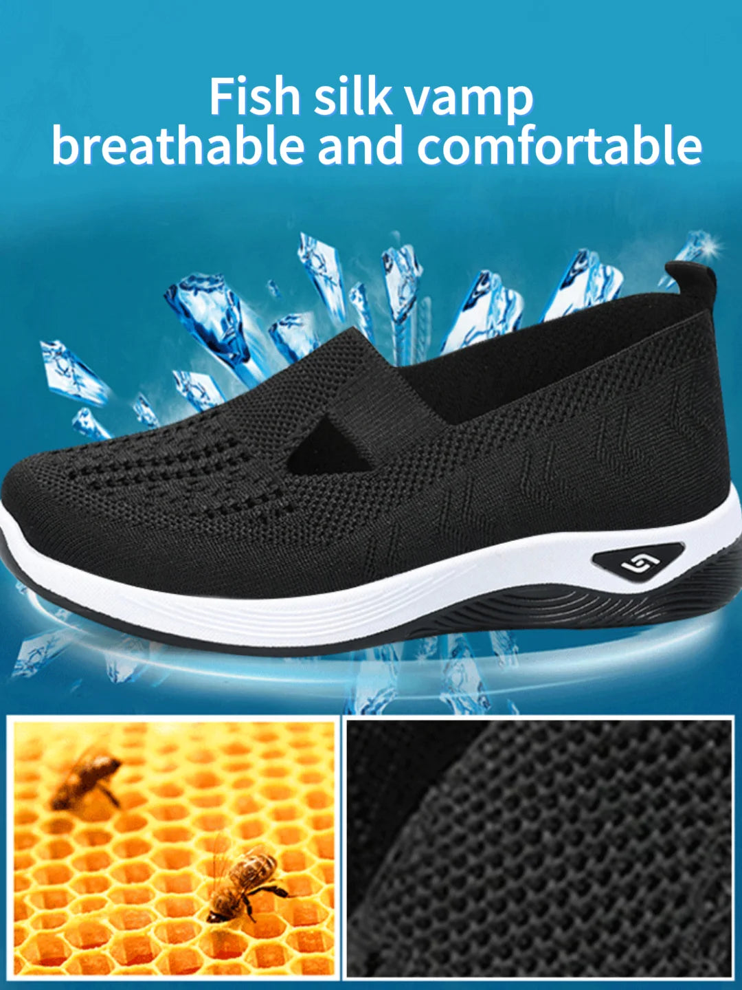 Women's Solid Color Breathable Sneakers, Soft Sole Lightweight Slip On