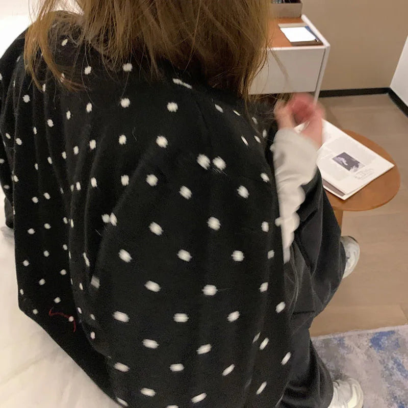 Polka dot knitted cardigan ins women's spring and autumn new style