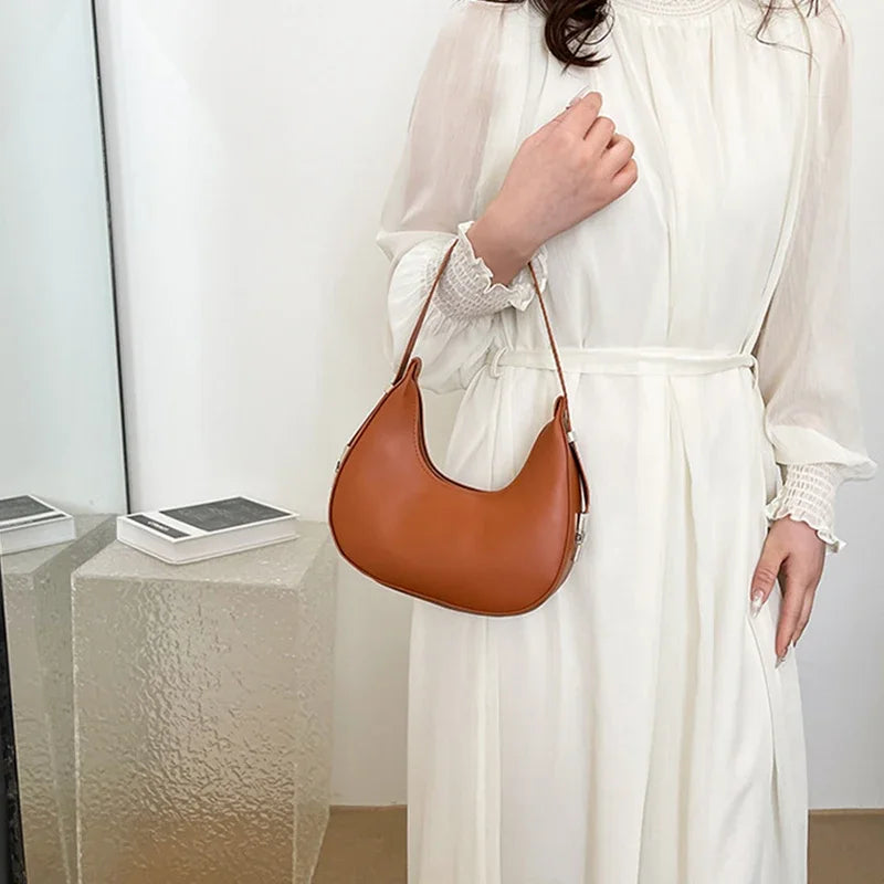 Fashion PU Leather Underarm Bags Women Clutch Handbags Single Shoulder