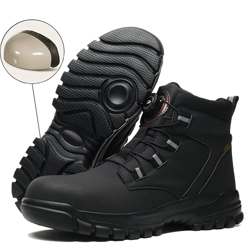 Rotating Buttons Indestructible Work Boots Men Steel Toe Safety Boots