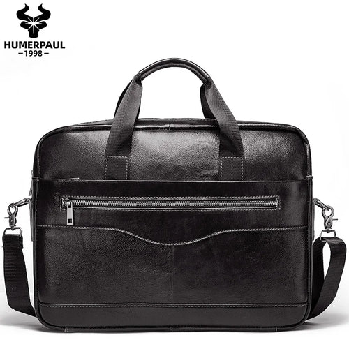 Genuine Leahther Men Briefcase Portable Office Handbag for Laptop Bag