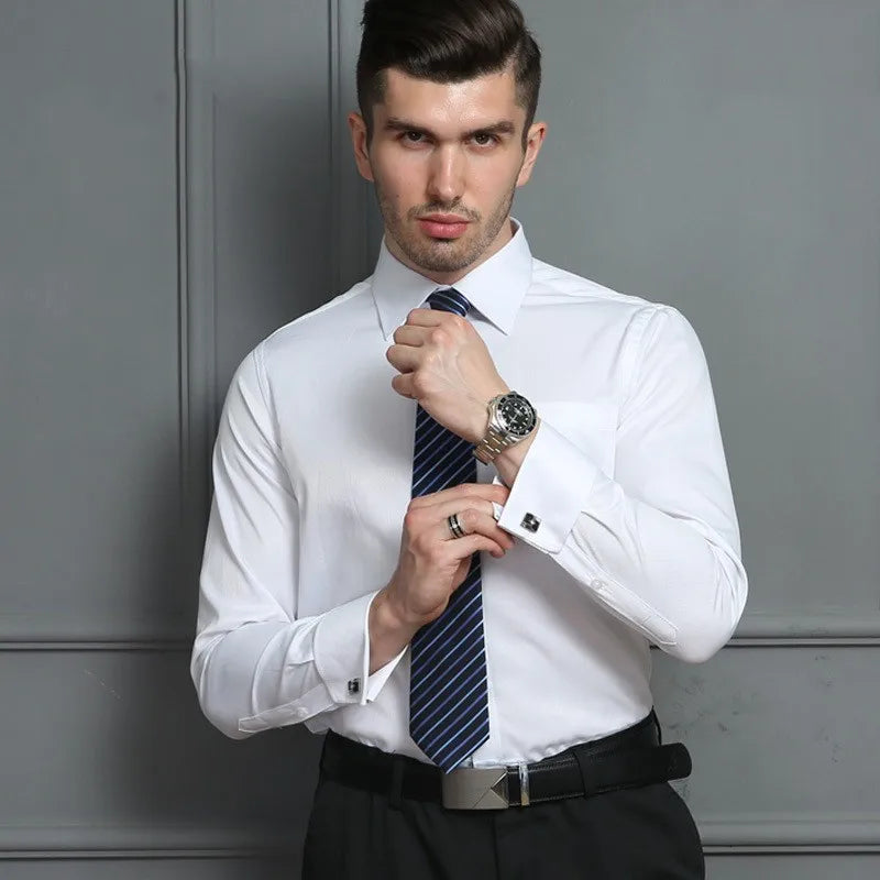 Men's Classic French Cuffs Social Dress Shirt Formal Business