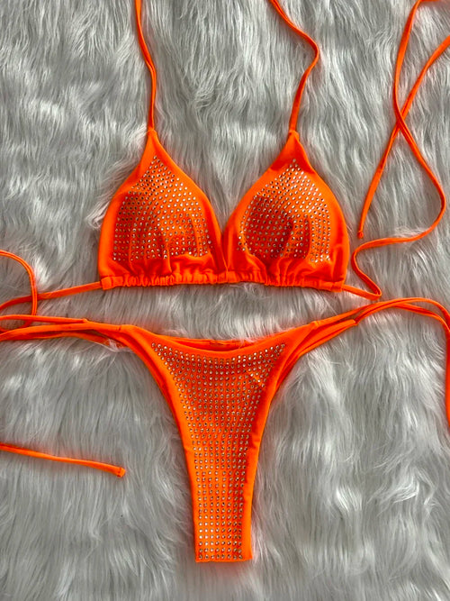 Shiny Sequin Diamond Bikini Women Swimwear Female Swimsuit Two-pieces
