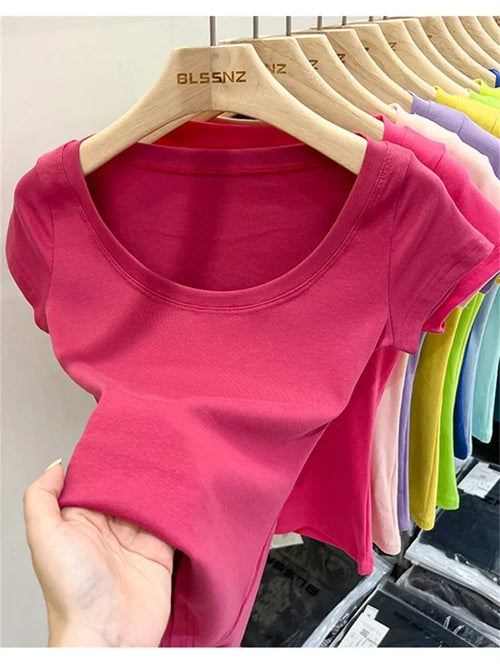 Summer Top Sexy T Shirt Women T-Shirt Korean Style Woman Clothes Slim