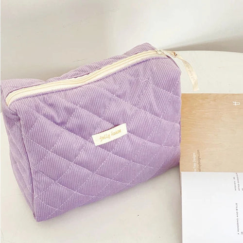 Quilted Cotton Ladies Travel Storage Bag Retro Cherry Women's Cosmetic