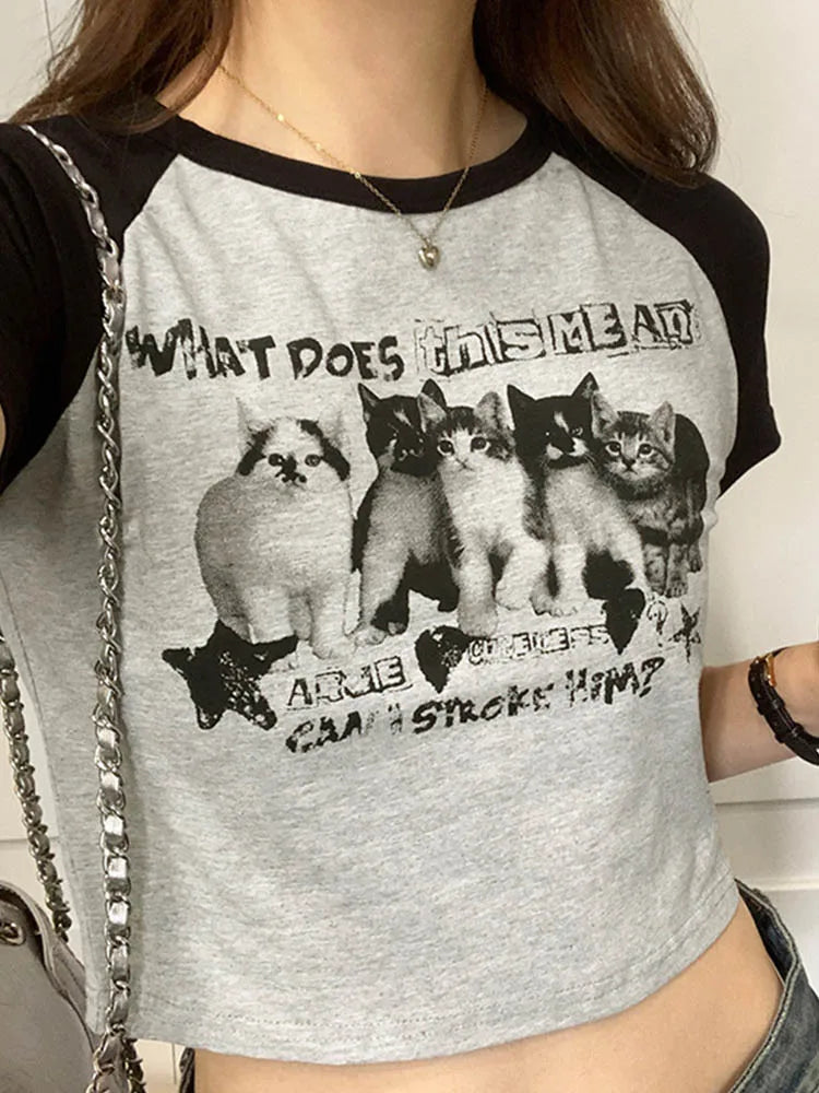 Women T-Shirt Y2k Print Slim Graphic Summer Korean Fashion Harajuku