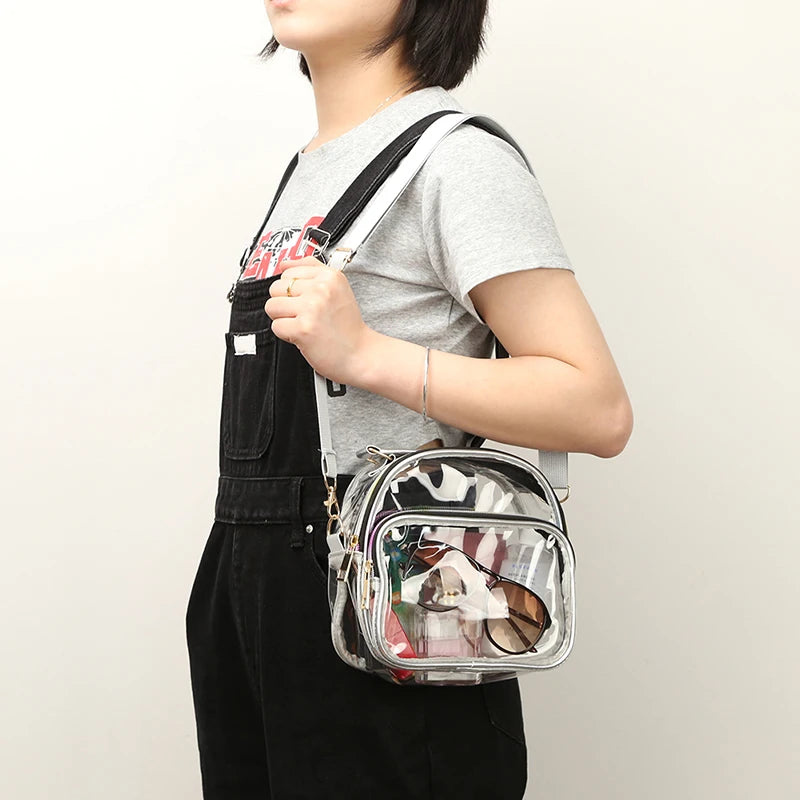 Transparent PVC Ladies Small Handbags Stadium Approved Women Clear Bag
