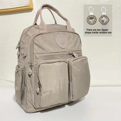 Fashion Woman Backpack Waterproof Nylon Soft Handle Solid Multi-pocket