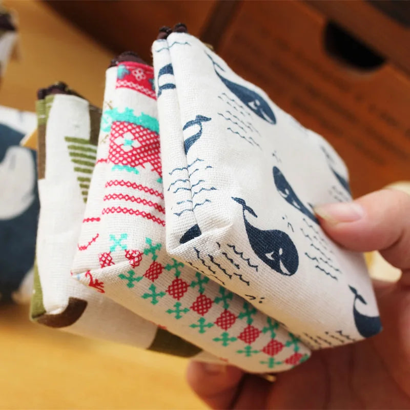 Fashion Flower Pattern Coin Purses Small Fresh Canvas Coin Wallet Lady