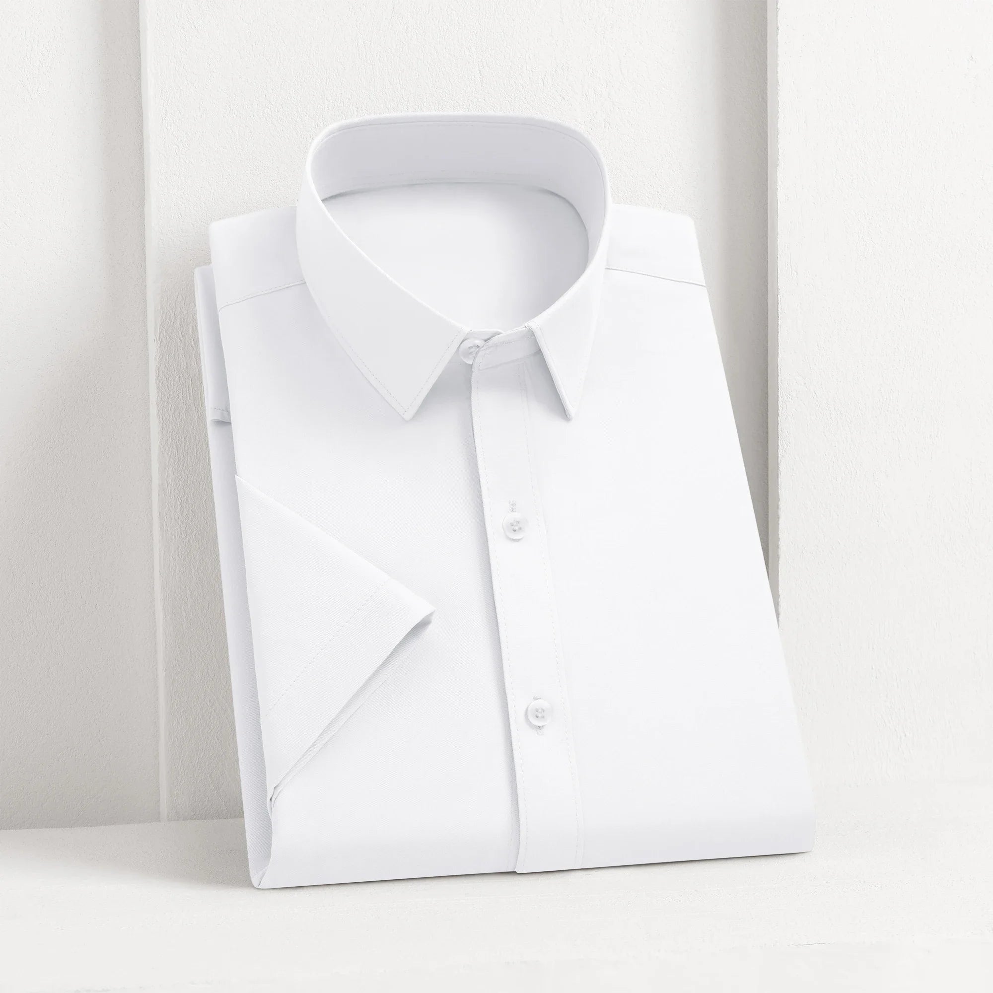 New Men's Business Casual Solid Color Short Sleeved Shirt for Summer