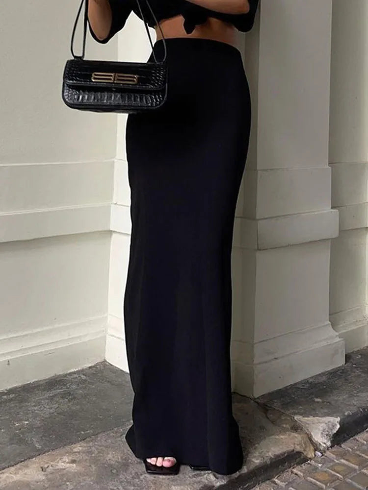 Fashion For Women Black Long Skirts High Waist Slim Seamless Elegant