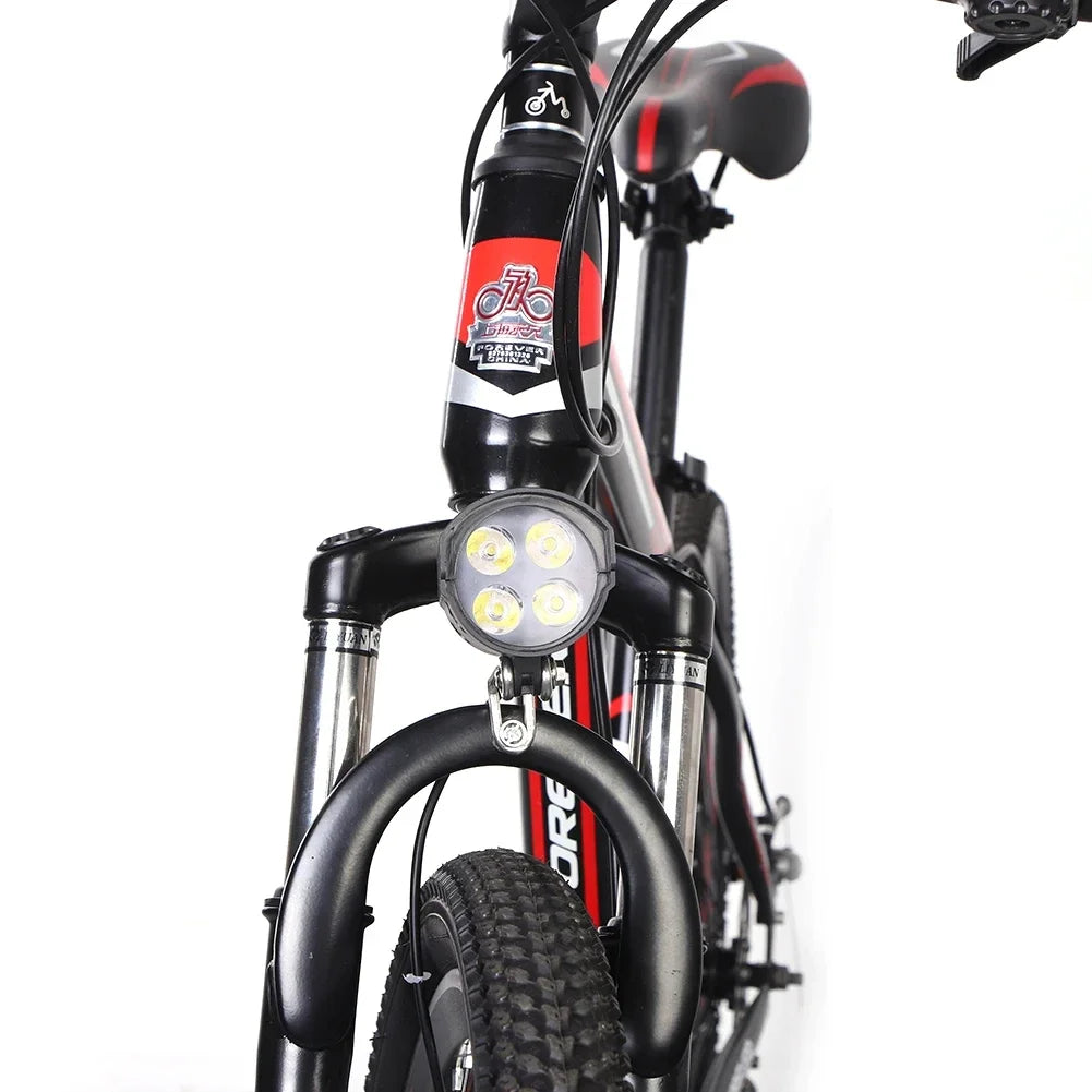 E-Bike Horn Light Electric Bicycle 4 LED Headlight 12W Waterproof 2 in