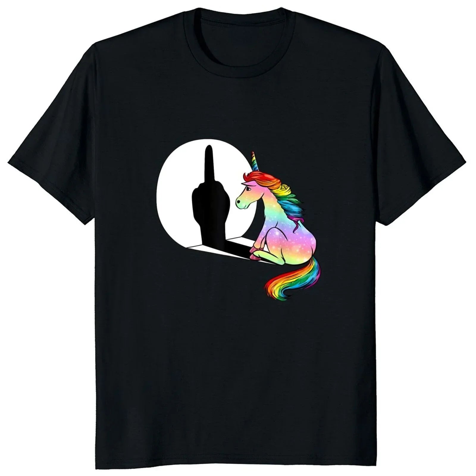 Unicorn Middle Finger Fxk T Shirt Women Mens T-Shirt  Streetwear