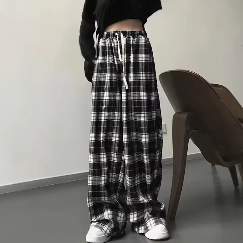 2025 Thin Women Korean Version of High-waisted Wide-leg Pants Casual