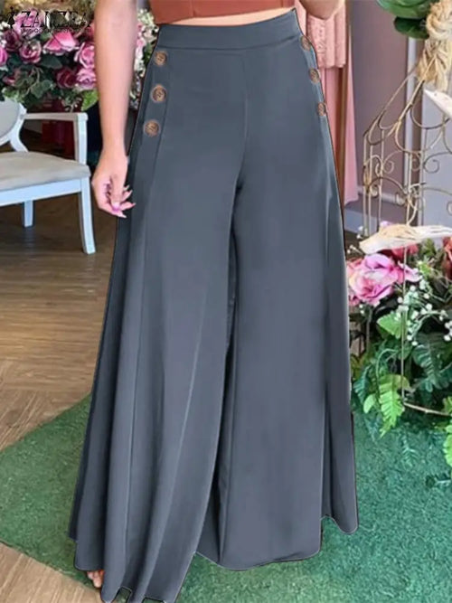 2023 Summer Casual Suit Pants ZANZEA Elegant OL Women Wide Leg Pant