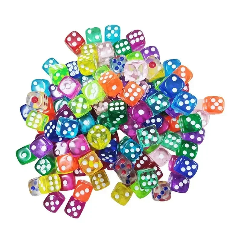50PCS 14mm Colorful Transparent Dice Set - Rounded Edge Board Game