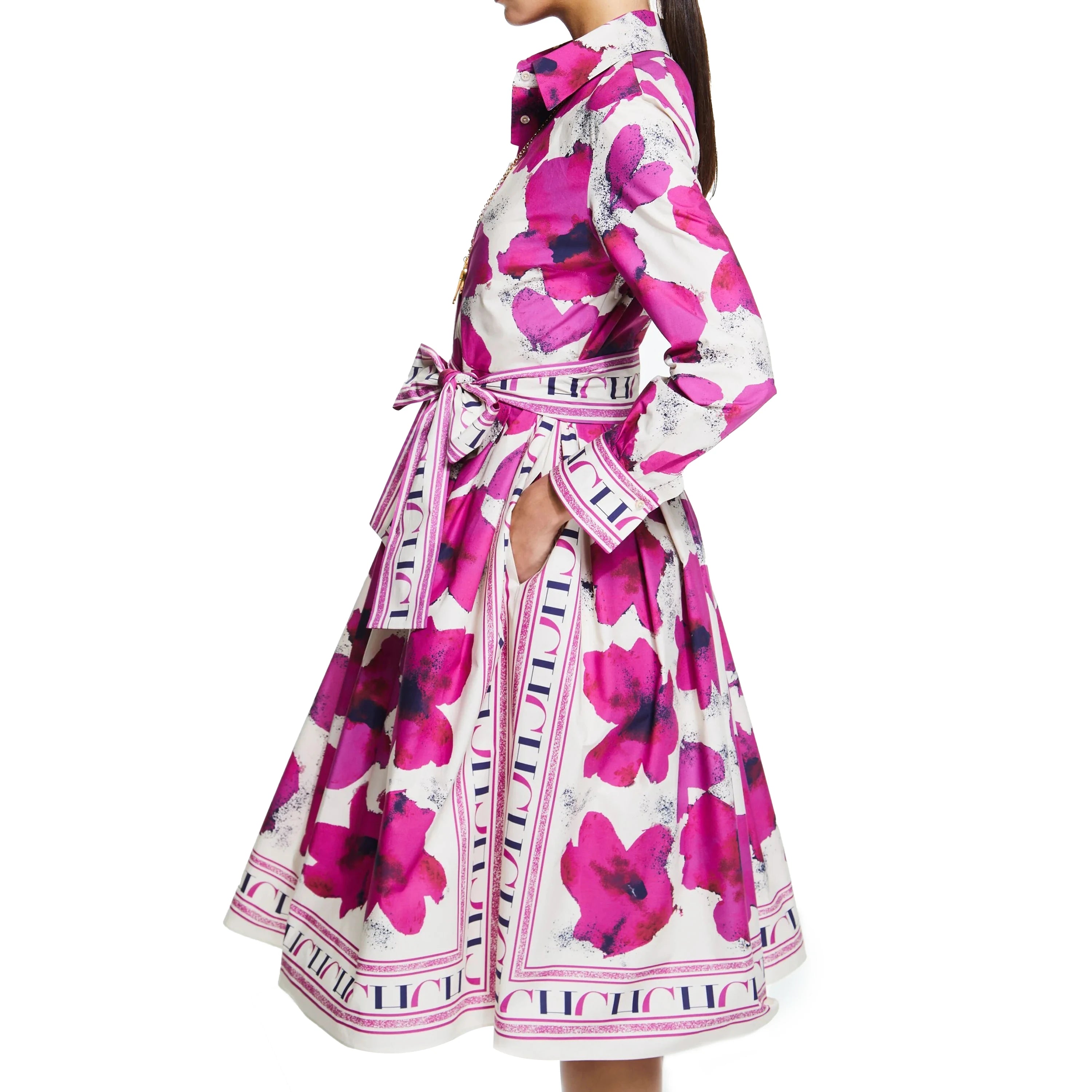 CHCH Women's Dress New Long sleeved Shirt Long Skirt Flower Print