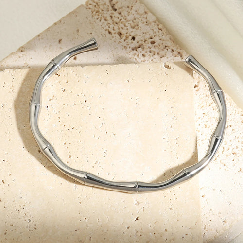 Fashion Smooth Ring Bamboo Shape Stainless Steel Bracelets For Women