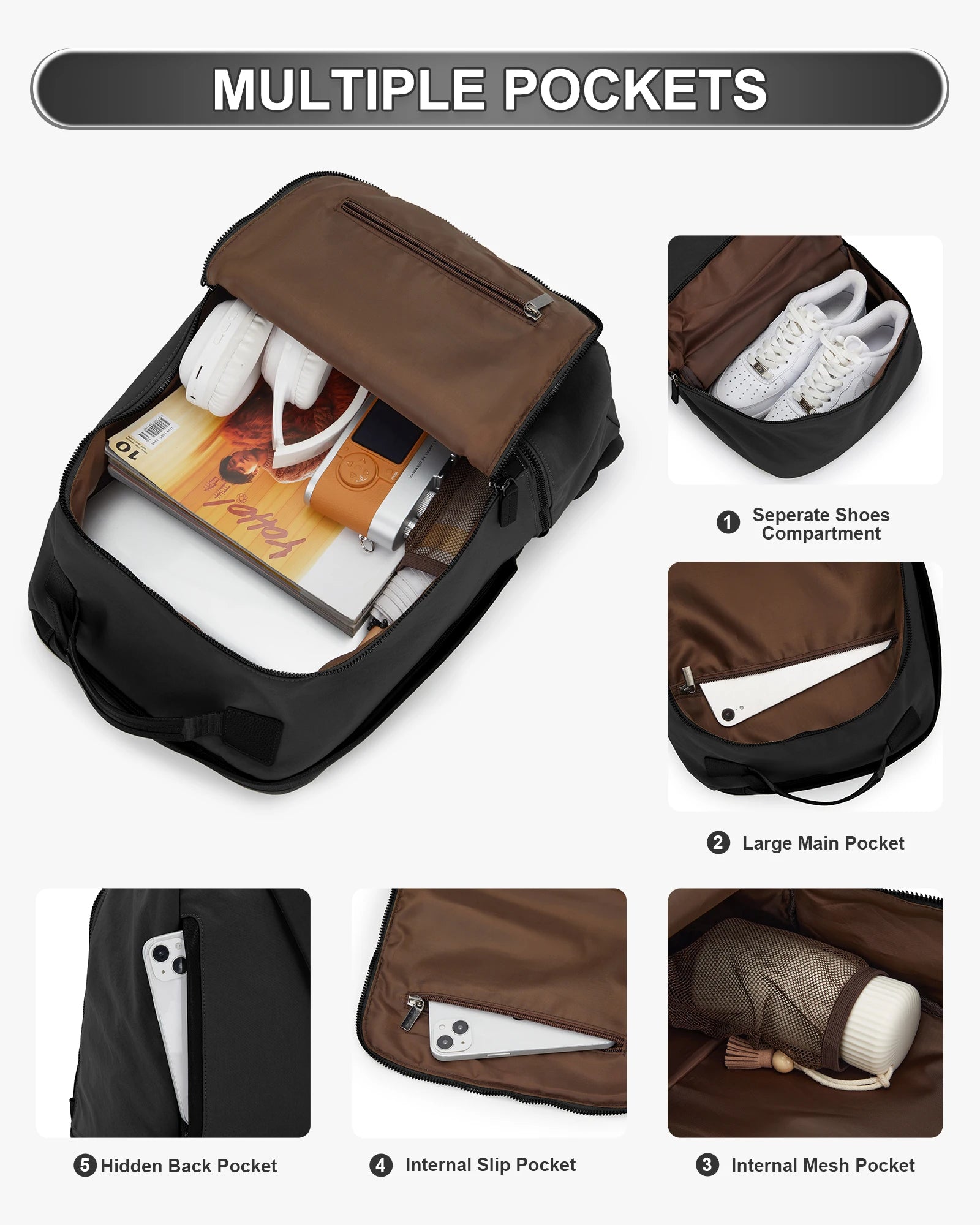 Women Backpack adult female backpack with Shoes Compartment Travel