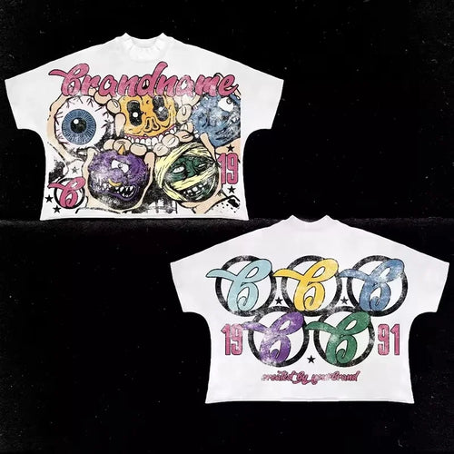 Harajuku Casual Summer Short Sleeve Men Women Y2K Hip Hop Graphic
