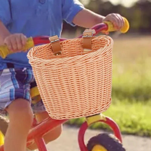Bicycle Basket Rattan Woven Bike Storage Front Handlebar Basket