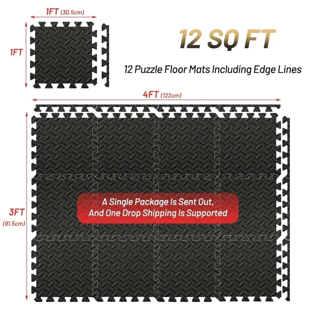 4~20Pcs Puzzle Fitness Mat, Eva Interlocking Foam Floor Tiles for Home