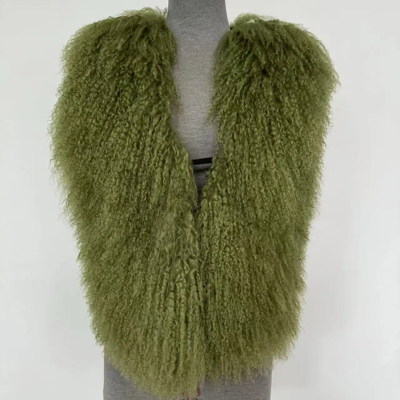 Fluffy Luxury  Real Mongolian Fur Halter Vests Women Solid Deep V-Neck