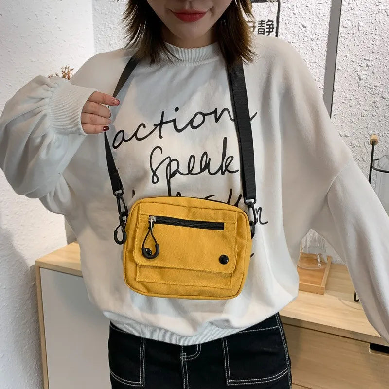 Women Canvas Handbags Korean Mini Student Bag Cell Phone Simple Small