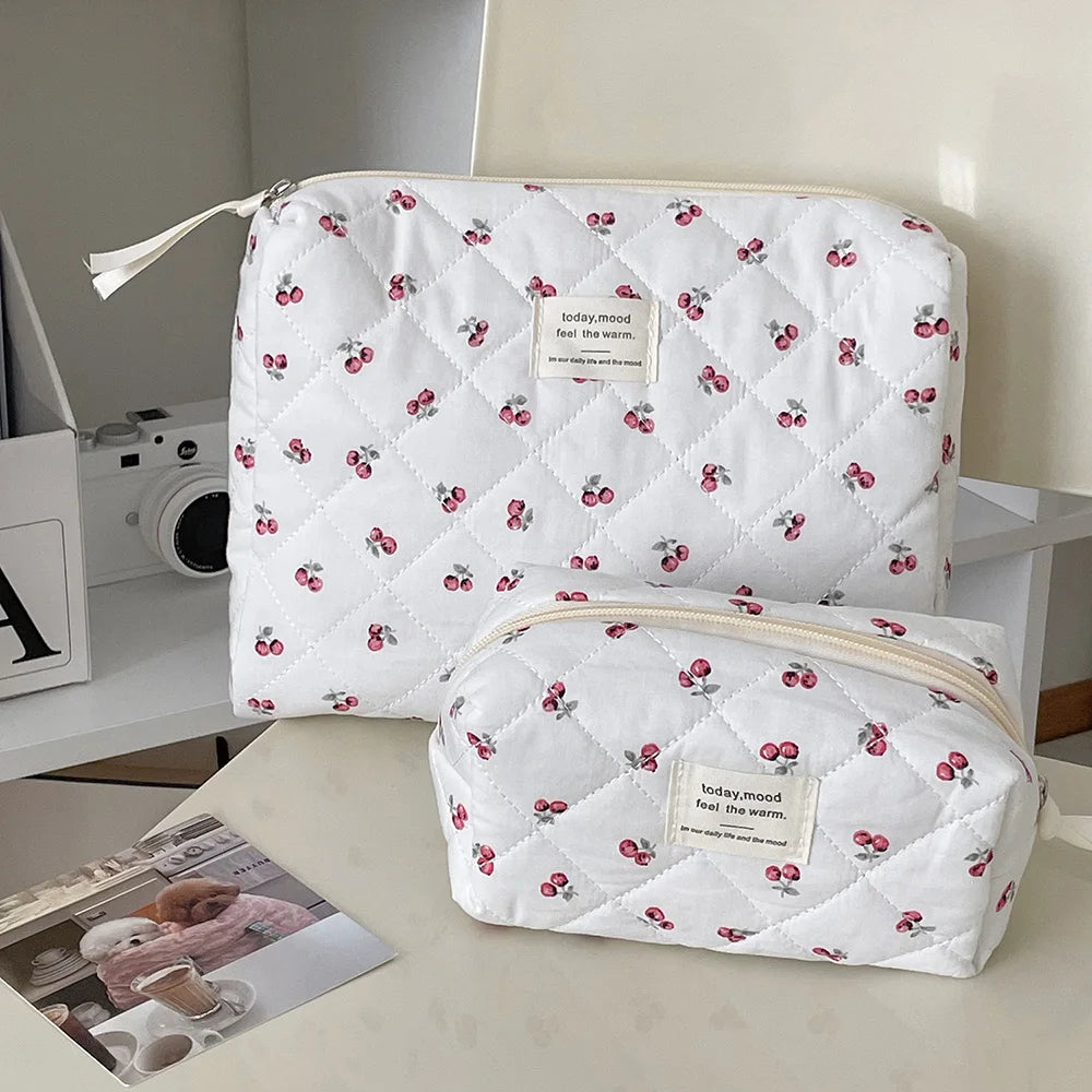 Fashion Cherry Tote Women Makeup Bag Portable Cute Ladies Cosmetic