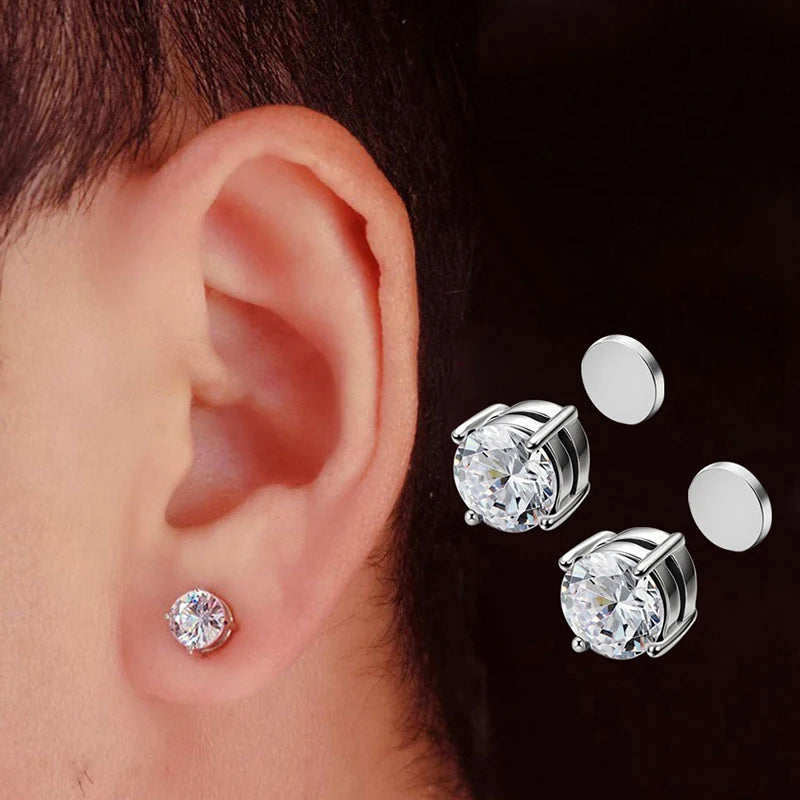 1/3 Pair Crystal Strong Magnetic Ear Stud Clip Earrings for Men and
