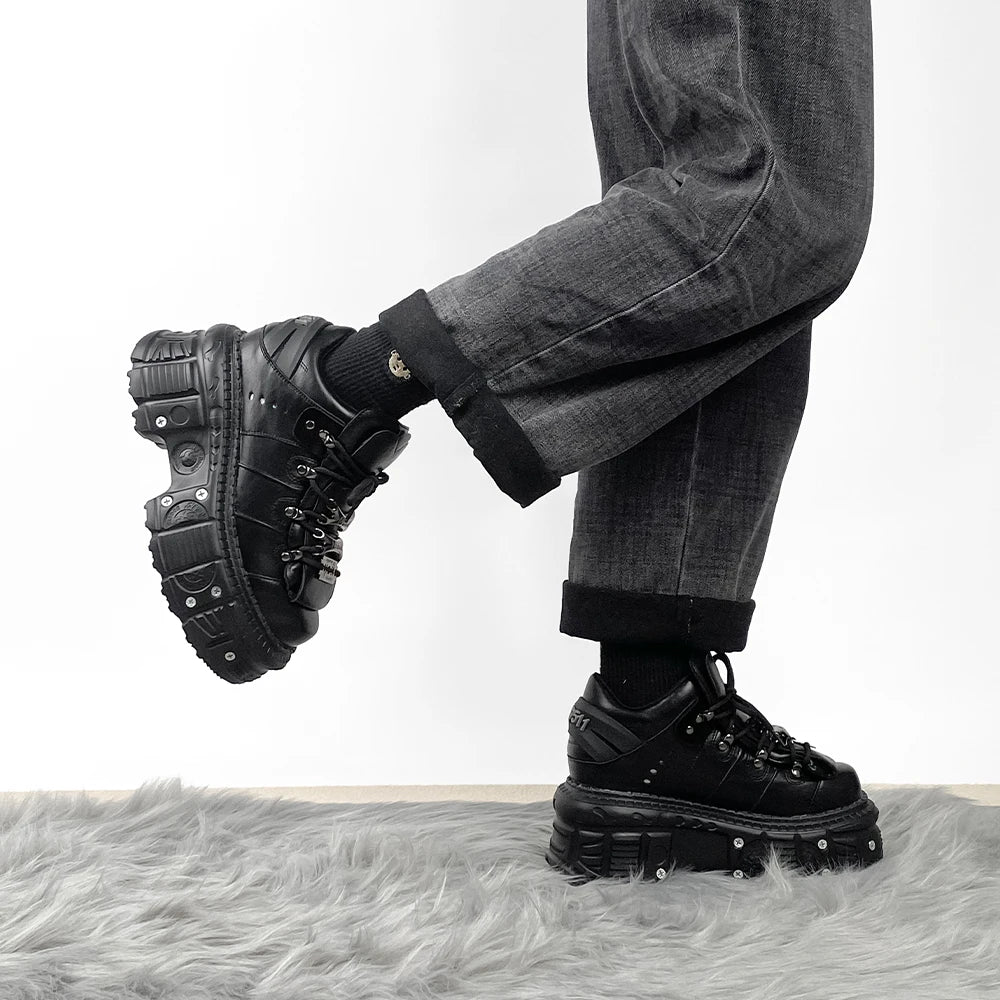 New Women Shoes Punk Style  Lace-up Heel Height 6CM Platform Shoes