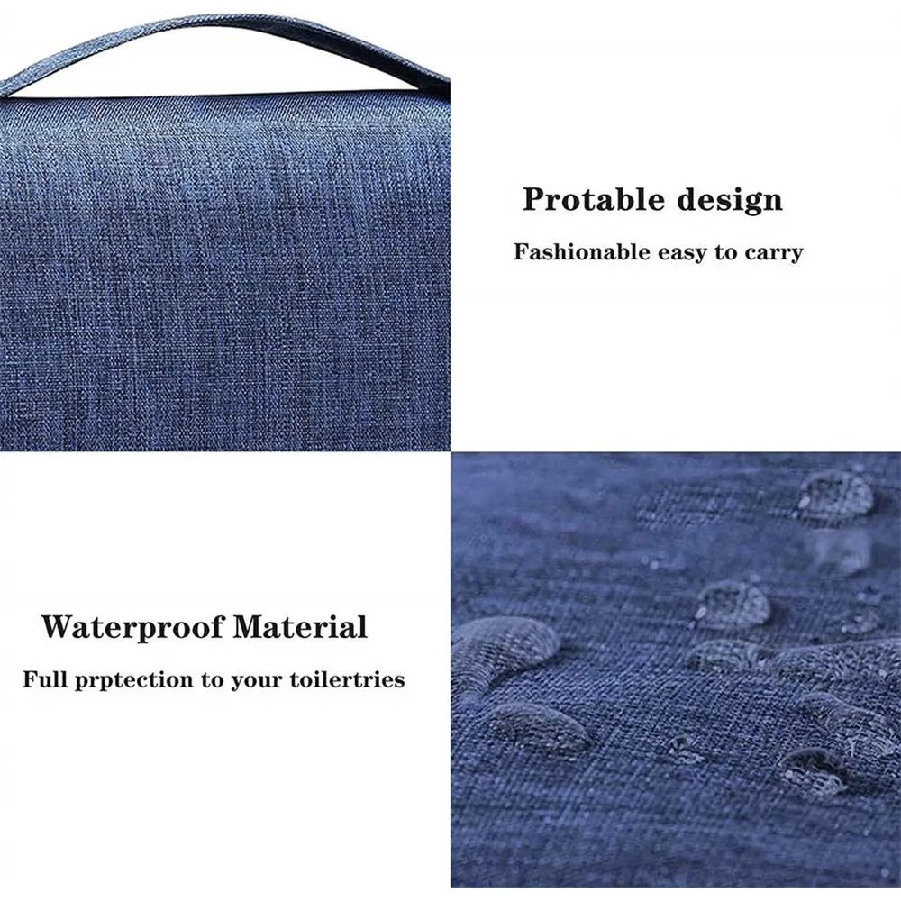 Portable Toiletry Washbag with Hanging Hook Waterproof Women Bathroom