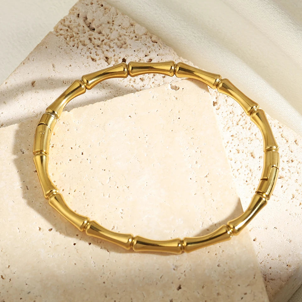 Fashion Smooth Ring Bamboo Shape Stainless Steel Bracelets For Women