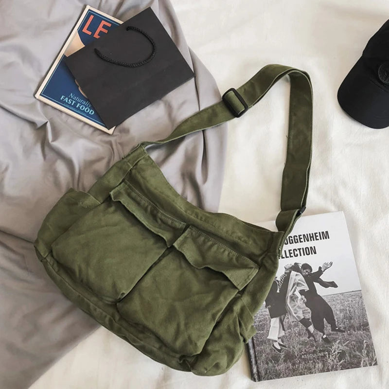 Women Vintage Handbag Canvas Teenager Shoulder Tote Bags Messenger