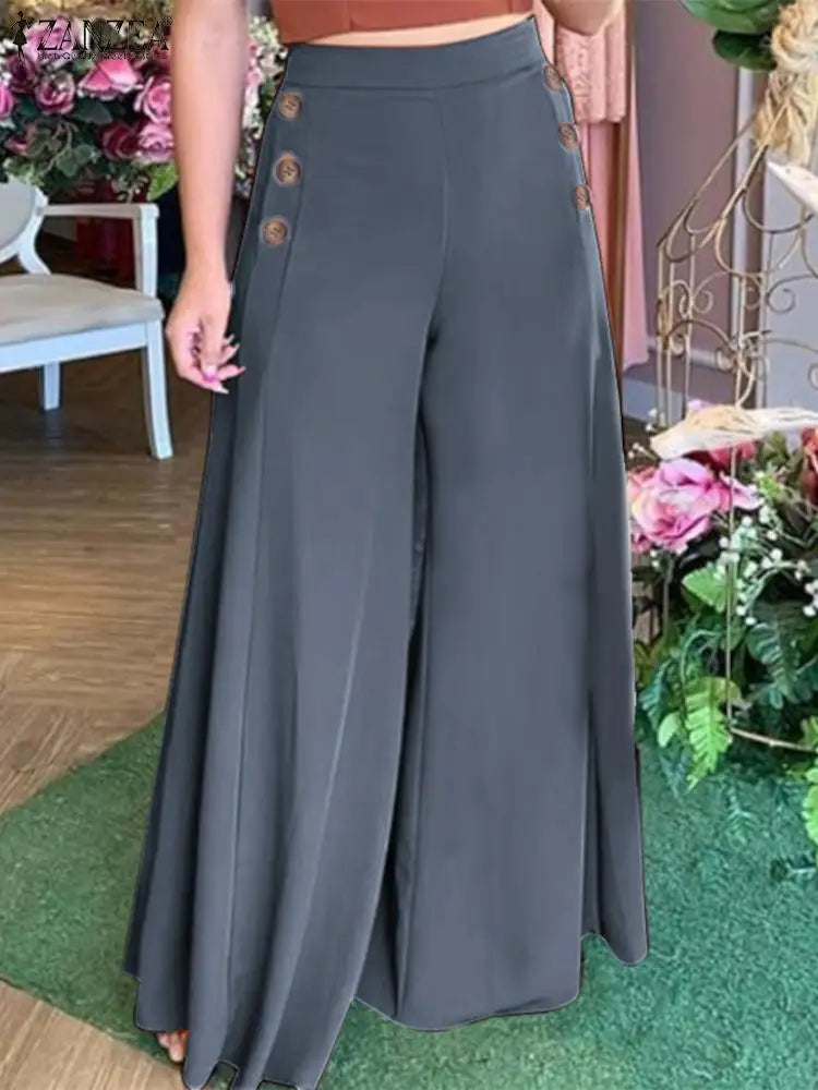 2023 Summer Casual Suit Pants ZANZEA Elegant OL Women Wide Leg Pant