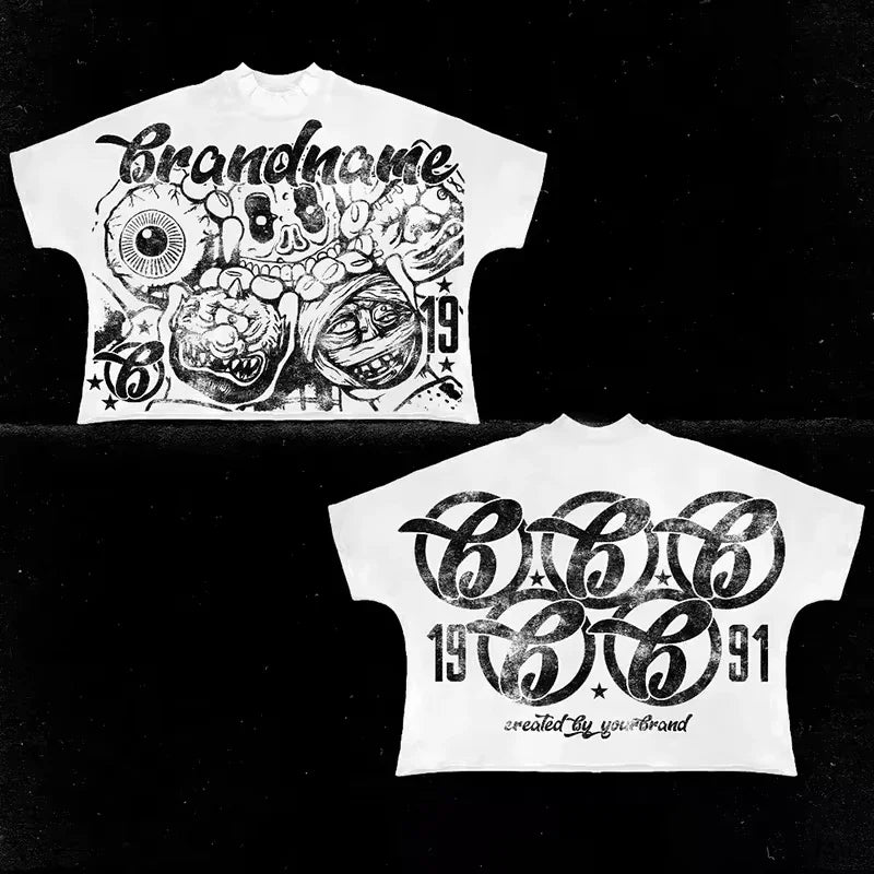 Harajuku Casual Summer Short Sleeve Men Women Y2K Hip Hop Graphic