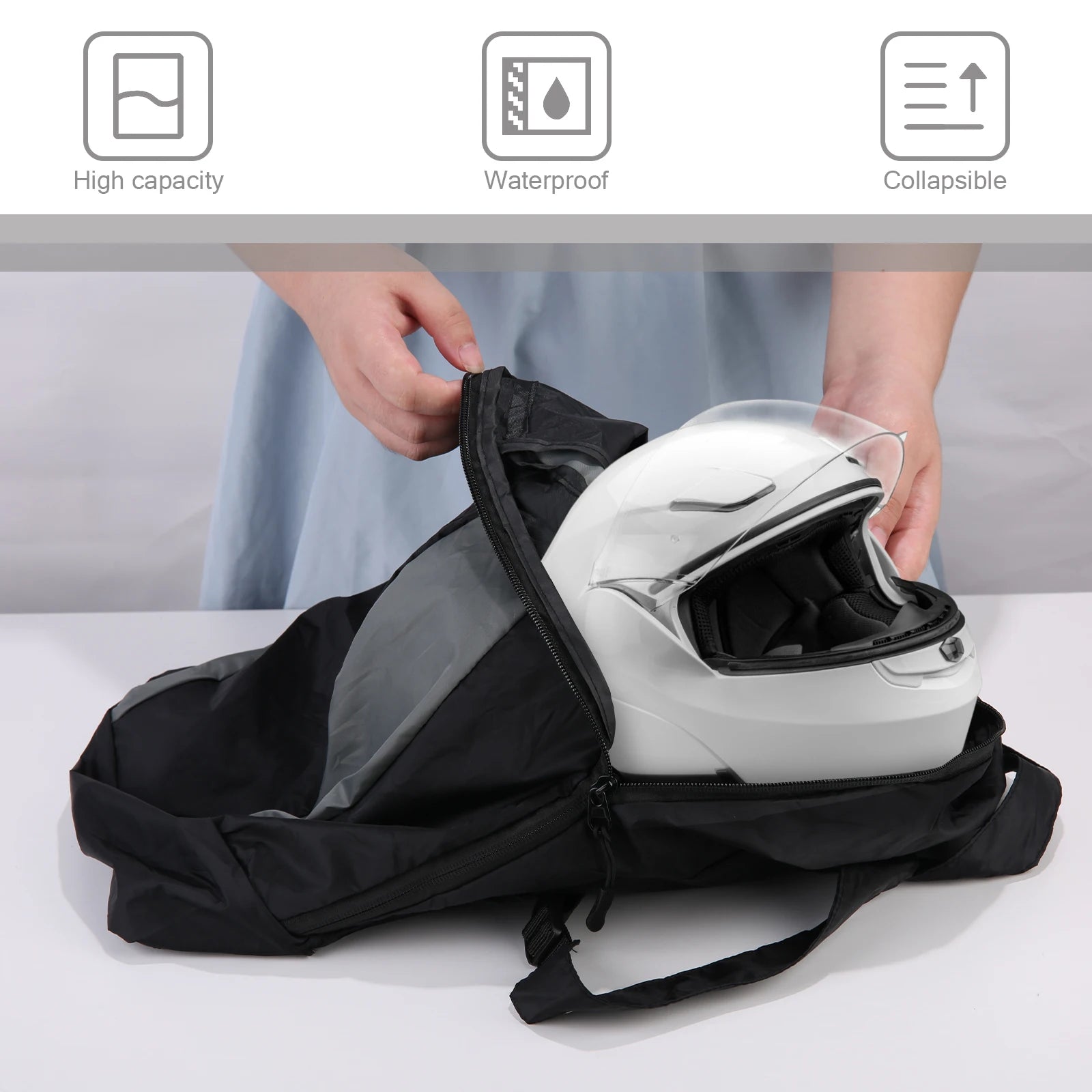 Motorcycle Travel Luggage Bags 20-28L Expandable Backpack Helmet Large