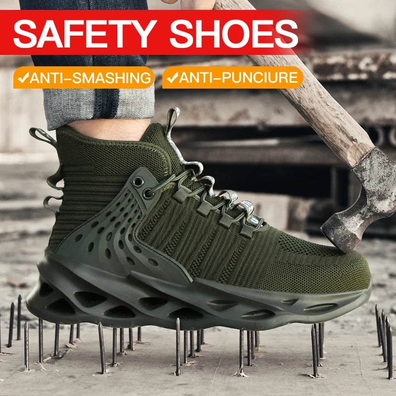 Rotating Button New Safety Shoes Men Anti-smash Anti-puncture Work