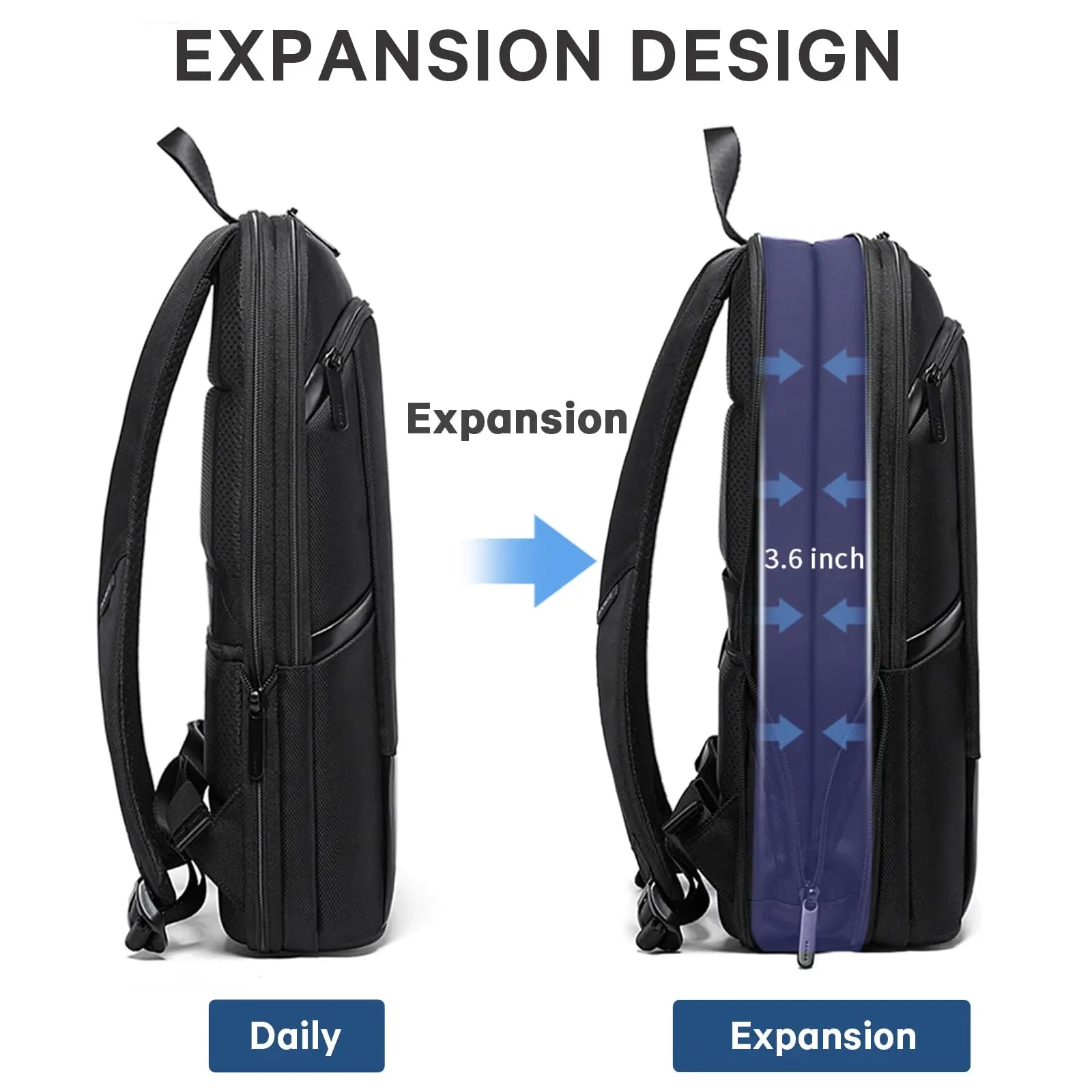 BANGE Slim Laptop Backpacks 15.6 Inch, Lightweight Portable Expandable