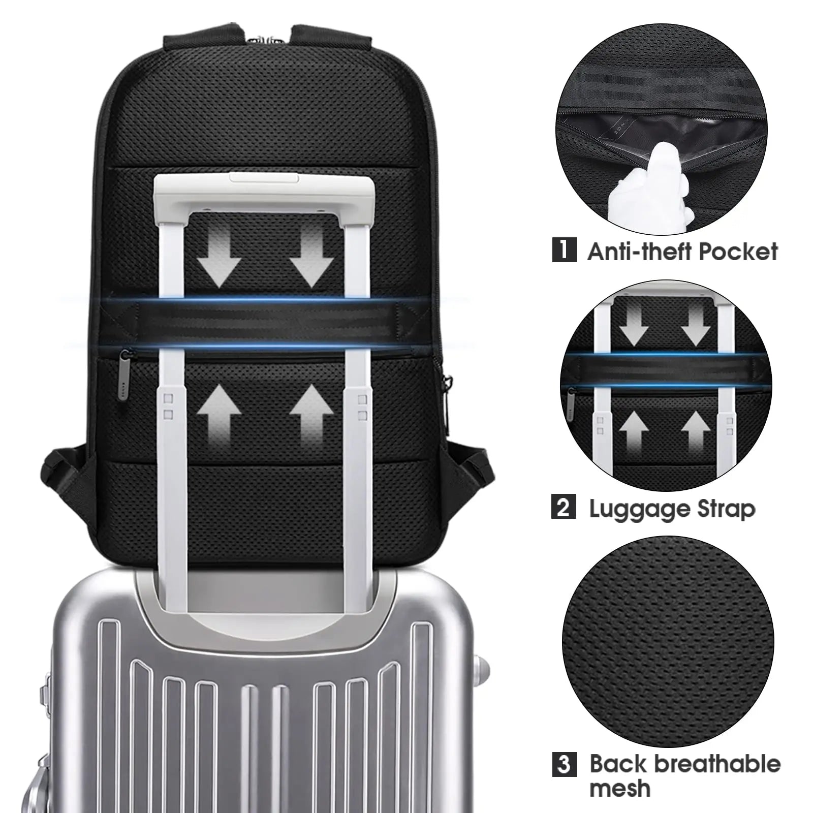 BANGE Slim Laptop Backpacks 15.6 Inch, Lightweight Portable Expandable