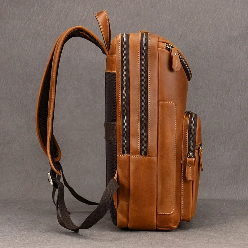 Luufan Men's Backpack Genuine Leather 15 Inch Business Laptop Daypack
