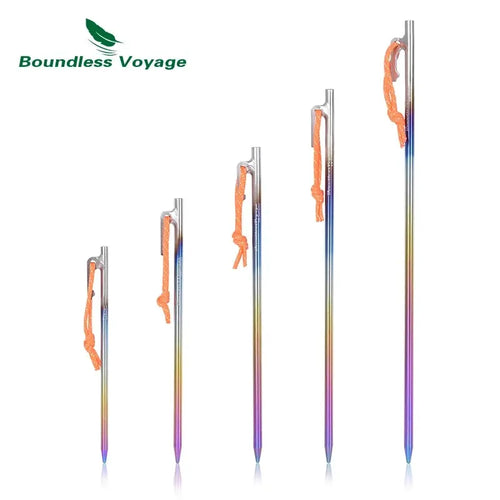 Boundless Voyage 6pcs Heavy Duty Titanium Alloy Camping Tent Stakes